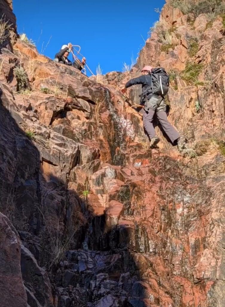 beginner climber training in first water canyon